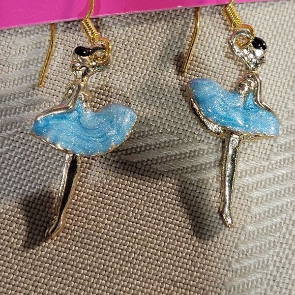 Ballerina dancer earrings. Blue enamel - Picture 1 of 3